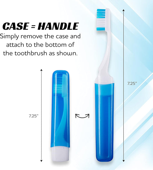 Lingito Mini Travel Toothbrushes, Firm with Cover, Portable Toothbrush Case, Adults Travel Toothbrush Kit (6 Pack)