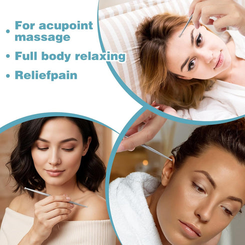 Ymapinc 3Pcs Acupressure Pen Facial Reflexology Tool, Trigger Point Massage Tool Acupuncture Face Finger Massage Tools