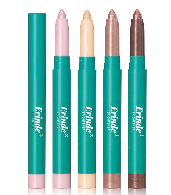 Erinde 4 Colors Eyeshadow Stick, Shimmer Creamy Eye Shadow Makeup, Long Lasting Waterproof Glitter Highlighter Pencil