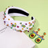 Mexican Beaded Headband for Women, Cinco De Mayo Fiesta Headband with Crystal Knots (Avocado)