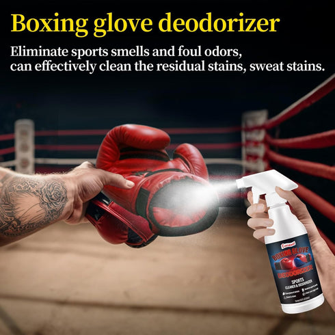 Boxing Glove Deodorizer Cleaner Spray(with Desiccant), Gym Equipment & Shoe Odor Eliminating Spray, Yoga Mat Cleaner, Natural Plant Based Sports Deodorizer, 16.91Fl Oz