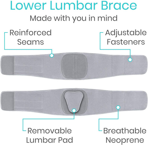 Vive Lower Back Support Brace for Men & Women, Dual Adjustable Lumbar Belt for Herniated Disc, Sciatica, Scoliosis Pain