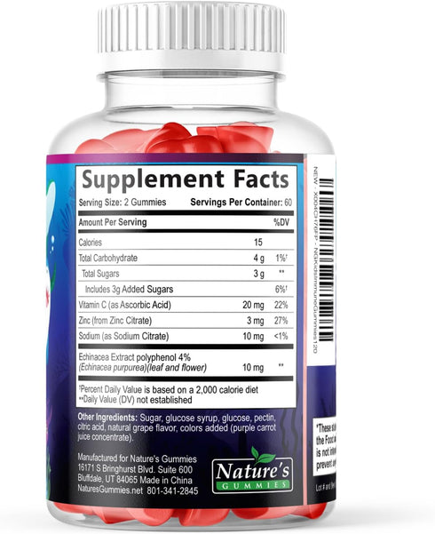 Immune Gummies Gummy Immune 4 120 Gummies Kids Support Supplement - Daily Childrens Vitamins C, Zinc & Echinacea