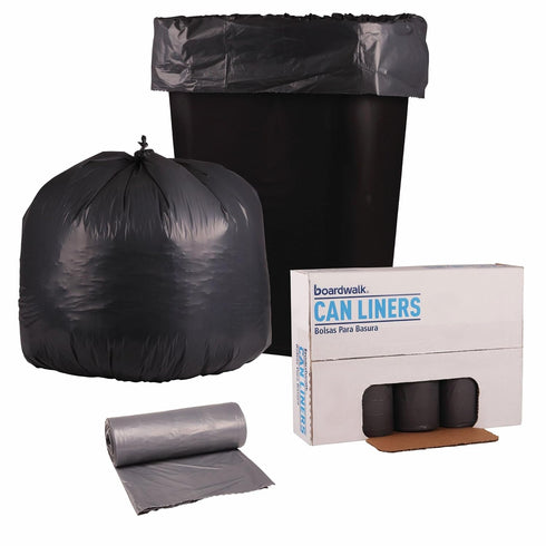 Boardwalk Low-Density Waste Can Liners, 30 gal, 0.95 mil, 30" x 36", Gray, 25 Bags/Roll, 4 Rolls/Carton
