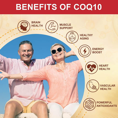 CoQ10 600 mg Softgels - Coenzyme-Q10 with Omega 3 & PQQ & Vitamin E for Heart & Antioxidant Support | 60 Servings