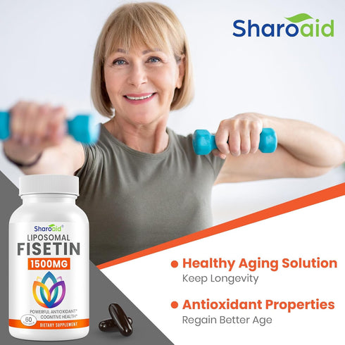 1500mg Fisetin Supplements, Powerful Absorption with Liposomal Delivery, 60 Softgels for Adults