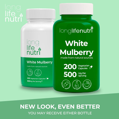 Mulberry 500mg Alba 200 200-Day White Leaf Extract - Sourced from Morus Leaf, Vegetarian Capsules, Supplement
