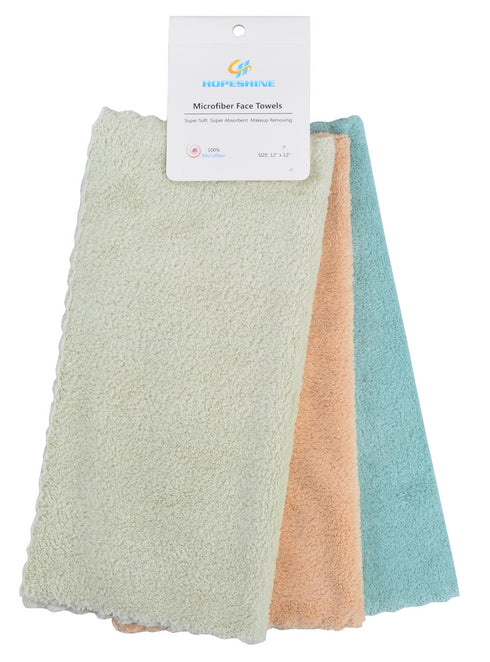 HOPESHINE Face Makeup Remover Cloths - Reusable Soft Wash Cloth for Sensitive Skin, 12 inch X 12 inch