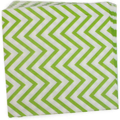 Disposable Striped Chevron Polka Dot Green Paper Party Napkins - 60 Count