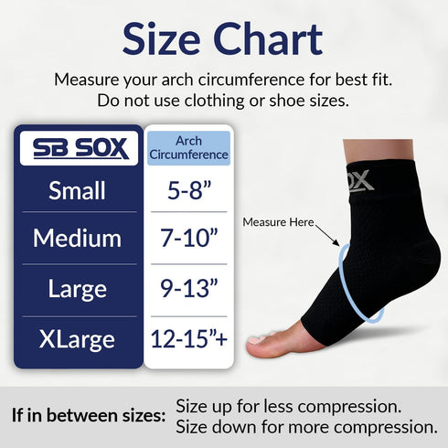SB SOX Ankle Compression Sleeve, Plantar Fasciitis Compression Socks for Heel Pain Relief (Solid Black)