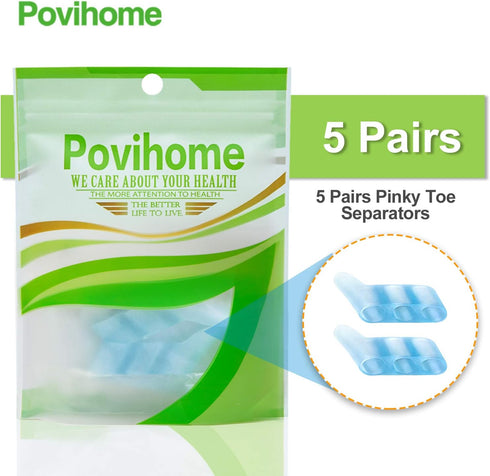 Povihome 10 Pack Pinky Toe Separator for Overlapping Toes, Spacers for Morton's Neuroma Pain Relief
