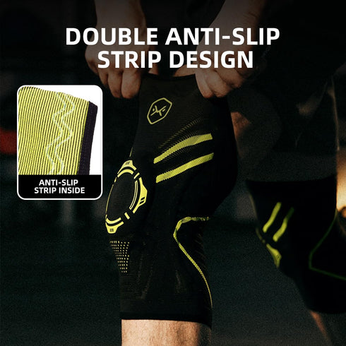 MOKRGYM Knee Brace for Men&Women Anti-Slip Knee Support with Silicone Pad&Dual Side Stabilizers Breathable Compression