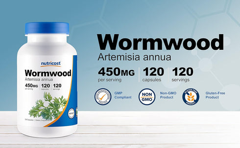 Nutricost Wormwood Capsules, 450mg, 120 Vegetarian Caps, Gluten Free and Non-GMO