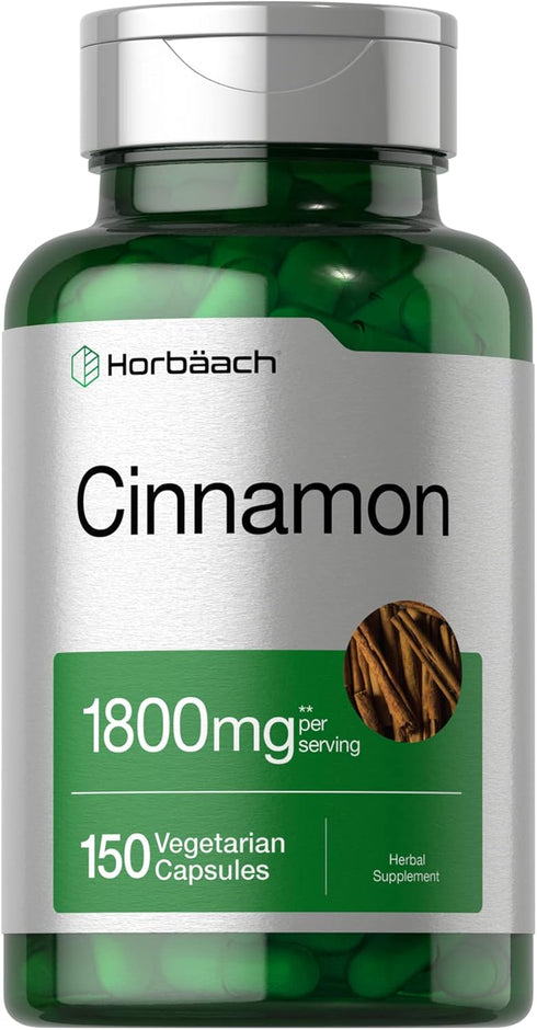 Horbaach Cinnamon Capsules | 1800mg | 150 Count - Ceylon Cinnamon Supplement | Vegetarian, Non-GMO, Gluten Free