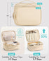 Vlando Travel Makeup Bag, Large Capacity Cosmetic Bag for Women PU Leather Makeup Case Organizer Portable Make up Bag with Dividers and Handle for Girls,Wedding,Makeup Brushes Beige