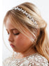 SWEETV Silver Flower Girl Headpiece for Wedding, Crystal Baby Girl Headband Flower Crown for Birthday