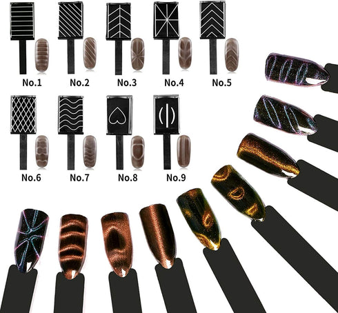 Ideal Swan 11 Piece Magnet Nail Art Polish Tool Set, Cat Eye Gel Polish 3D Gel Nails Plastic Tool for DIY, Salon,