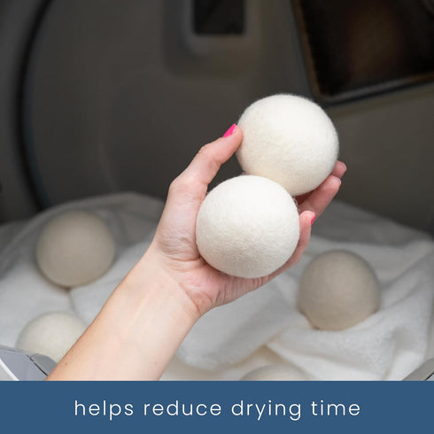S&T INC. XL New Zealand Wool Dryer Balls, Natural White Fabric Softener for Laundry, 2.9 in, 6 Pack