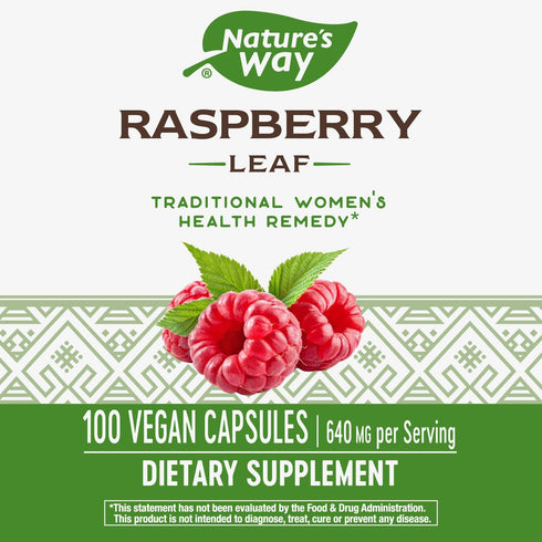Nature's Way Raspberry Leaf, 640 mg per 2-Capsule Serving, Herbal Supplement for Women's Health, 100 Vegan Capsules