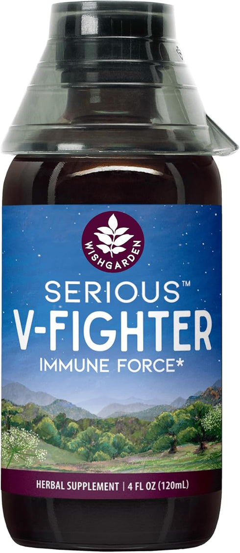 WishGarden Herbs Serious V-Fighter - Plant-Based Herbal Immune Support & Respiratory Health, 4oz with OSHA & Goldenseal