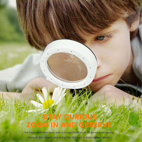 AIXPI Magnifying Glass with Light, 30X Handheld Magnifier with 12 LED for Reading Inspection