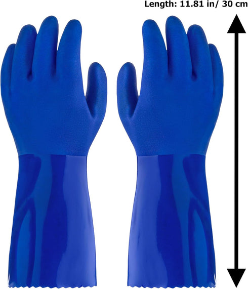 kitchen-star Ultimate Rubber PVC Gloves, Large, Blue, Comfortable Cotton Lining, Anti-Slip, Extra Thickness