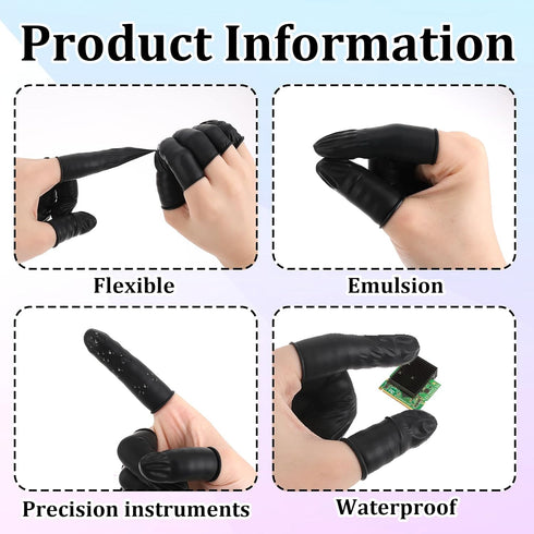 Hariendny 400 Pcs Black Finger Cots Large Finger Condoms Rubber Fingers Tip Covers Gloves Protectors Fingers Sleeve
