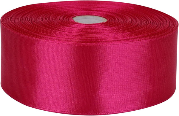 Satin Ribbon 50 Yards Solid Fabric Ribbons Roll - for Wedding Invitations, Bridal Bouquets, Gift Wrapping (Rose Red,