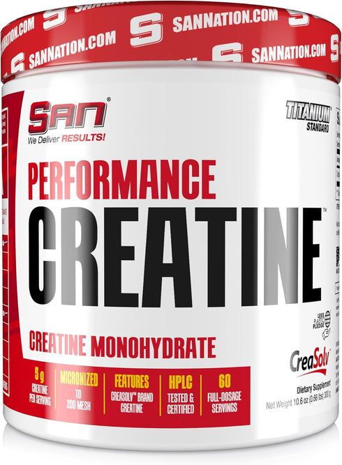 SAN Performance Creatine 300g - Supports Muscle Growth and Athletic Performance, 60 Servings