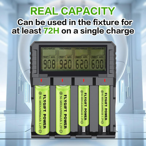 AAA Rechargeable Battery, 1.2v Ni-MH Solar Batteries, Low Self-Discharge for Solar Pathway Lights (600mAh - 4 Pack)