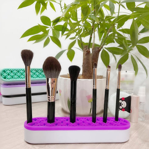 TANG SONG 1 PCS Silicone Makeup Brush Holder, Cosmetic Storage Box (Purple)