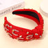Kentucky Derby Headband for Women, Beaded Horseshoe Rhinestone Crystal Hairband, Red Top Knot Hair Accessories