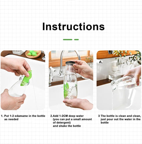 Bottle Cleaning Sponge, Beans-Shaped Reusable Sponge, Heat Resistant for Internal Cleaning of Small Mouth Bottles