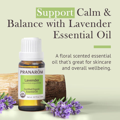 Pranarom USDA Certified Organic Lavender Essential Oil (15ml), 100% Pure Therapeutic Grade for Aromatherapy