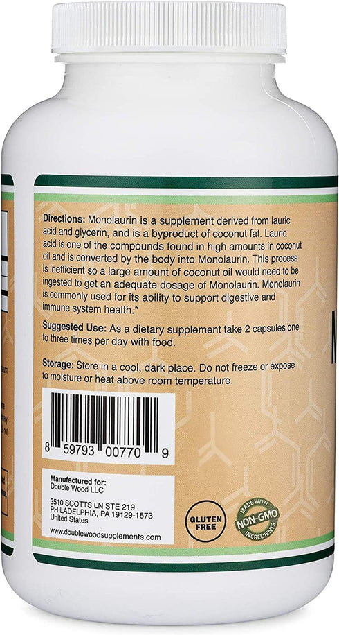Monolaurin Immune Support Supplement, 1,000mg per Serving, 210 Capsules, Vegan Safe, Non-GMO
