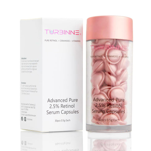 Pure 2.5% Retinol Serum Capsules, Powerful Anti-Aging, Deep Hydration, Brightening, Reduce Acne & Wrinkles (30 Count)