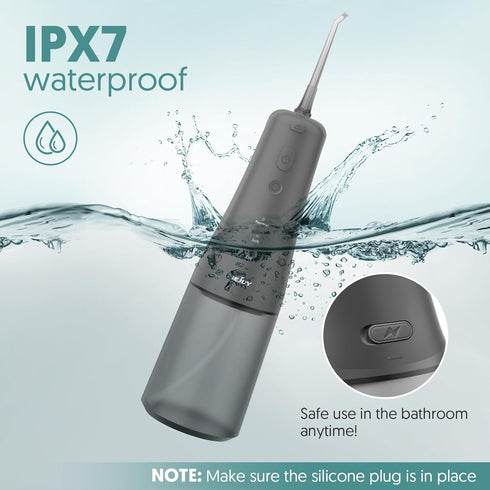 Sejoy Cordless Rechargeable Water Flosser, 6 Jet Tips, IPX7 Waterproof, Oral Irrigator for Kids and Braces
