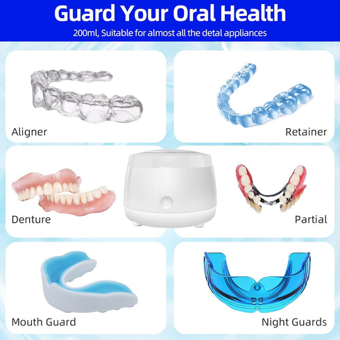 Ultrasonic UV Cleaner Retainer Cleaning Machine, 200ML for Brite Retainer, Shaver Head, Night Mouth Guard, Aligner