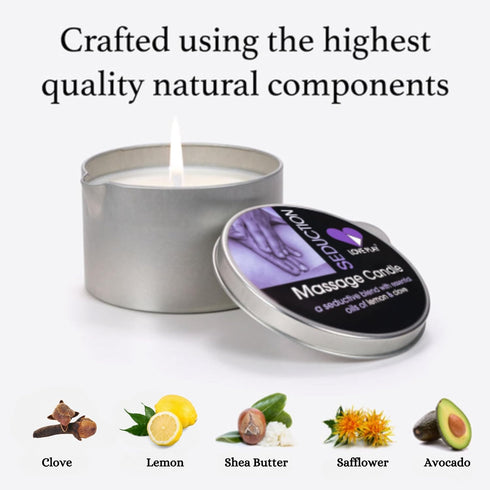 Massage Oil Candle for Home SPA - Vegan Moisturizing Body Oil Candle for Pure Relaxation - Hydrating Skin Care Massage Oils with Essential Oils (6.76oz)