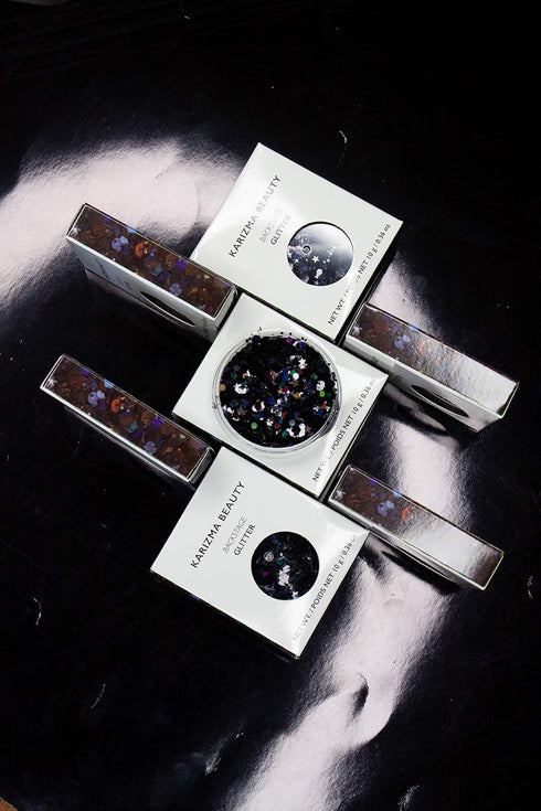 KARIZMA Backstage Black Glitter, 10g Chunky Face Glitter, Hair Glitter, Eye Glitter, Body Glitter for Women, Festival
