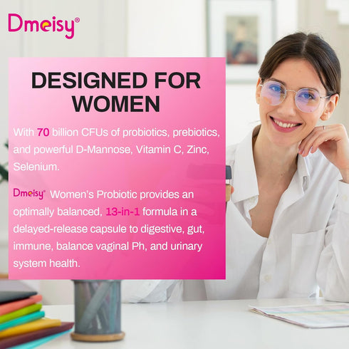 Vaginal Probiotics, 70 Billion CFU for Women, Prebiotic & D-Mannose, 13-in-1 Probiotic for Vaginal Health