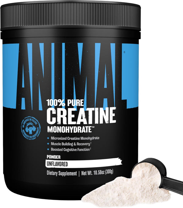 Animal Micronized Creatine Monohydrate Powder: Supports Muscle Growth, Endurance, Strength, 300g