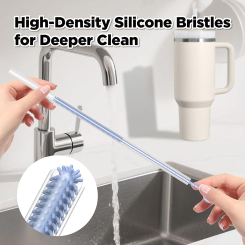 VOGOGE 2 6mm&9mm, Pcs Silicone Straw Cleaner Brush, Extra Long Cleaning Brushes for Straws, Blue