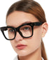 OCCI CHIARI Blue Light Blocking Glasses - Fashion Readers for Computer Use (Black, 0)