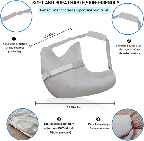 Shoulder Surgery Pillow, Ergonomic Rotator Cuff Pillow for Post Surgery Support and Shoulder Pain Relief (Grey)
