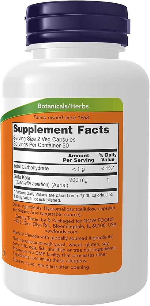 NOW Supplements, Gotu Kola (Centella asiatica) 450 mg, Herbal Supplement, 100 Veg Capsules