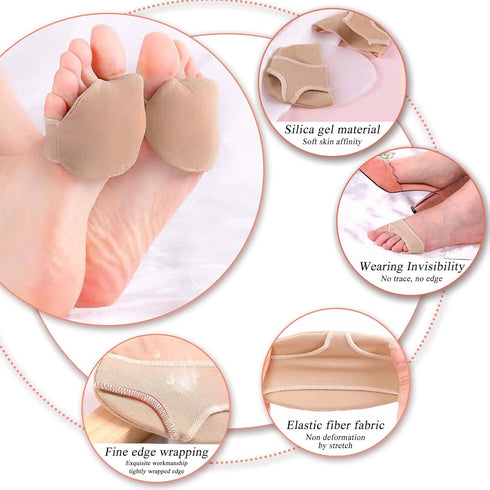 2 Pairs Forefoot Pads - Ball of Foot Cushioning Sleeves for Pain Relief from Callus and Bunion (Honeycomb Gel)