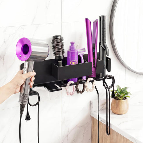 Hair Dryer Holder Wall Mounted, Blow Dryer Holder, Metal Hair Tool Organizer, Curling Iron, Straightener Holder, Hair