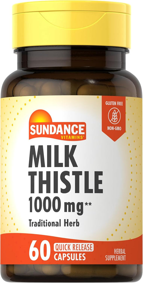 Milk Thistle 1000mg | 60 Quick Release Capsules | Traditional Herbal Supplement, Non-GMO, Gluten Free