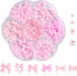 Pink Bow-Knot Nail Stud Rhinestones Crystal, 3D Bows Nail Charm Set for DIY Decoration Nail Art Rhinestones